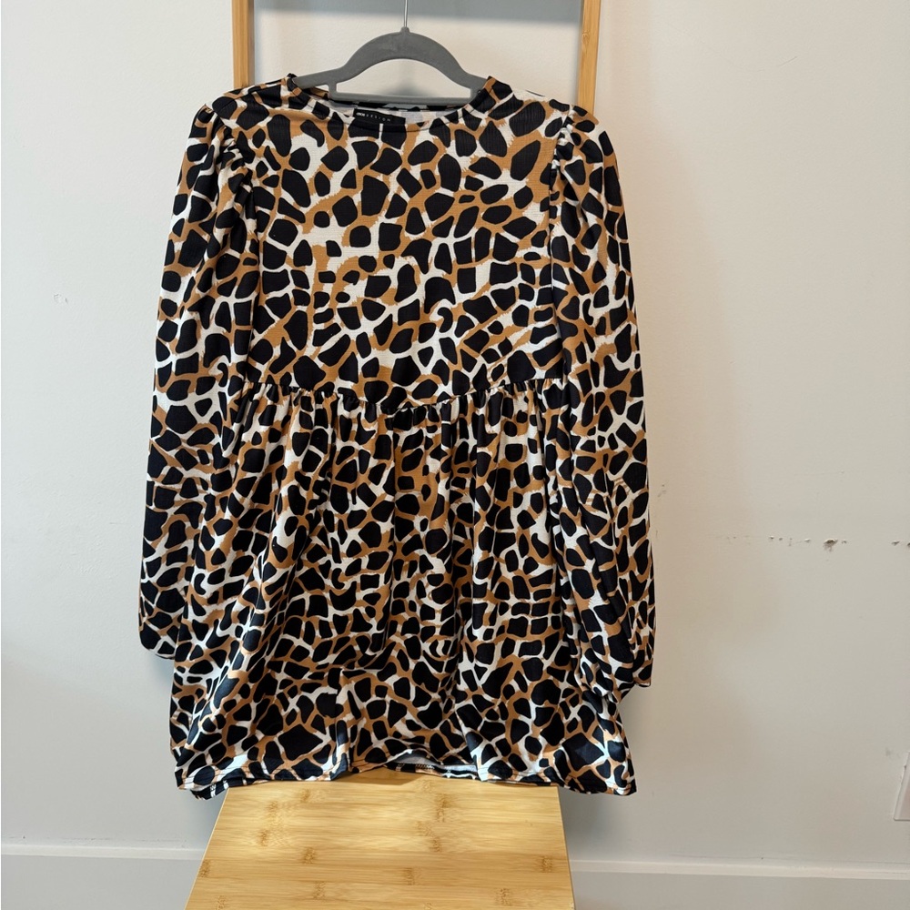 Animal Print Long Sleeve Dress